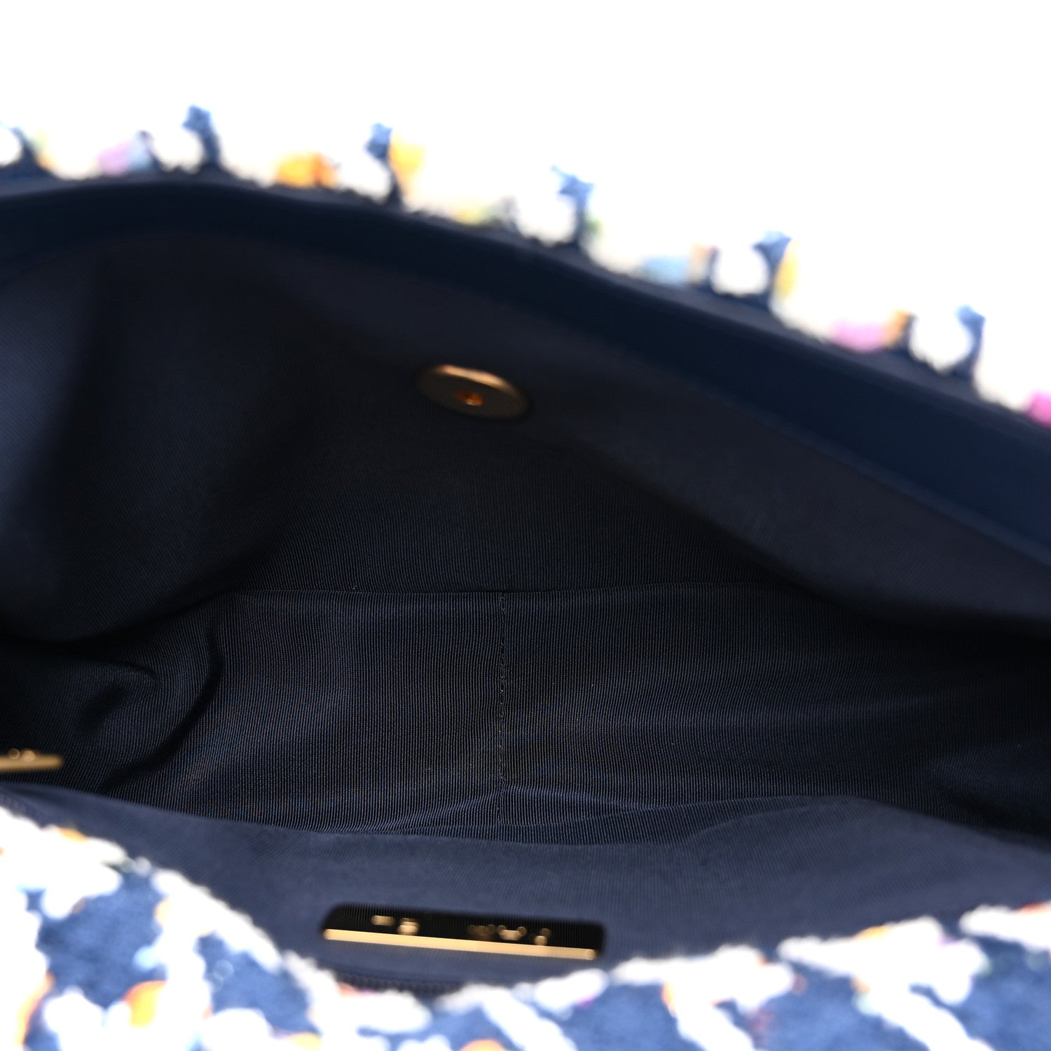Chanel Tweed Quilted Medium Chanel 19 Flap Ecru Navy Blue Multicolor 5 of 10