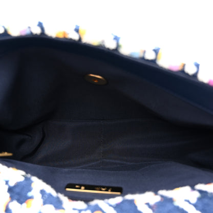 Chanel Tweed Quilted Medium Chanel 19 Flap Ecru Navy Blue Multicolor 5 of 10