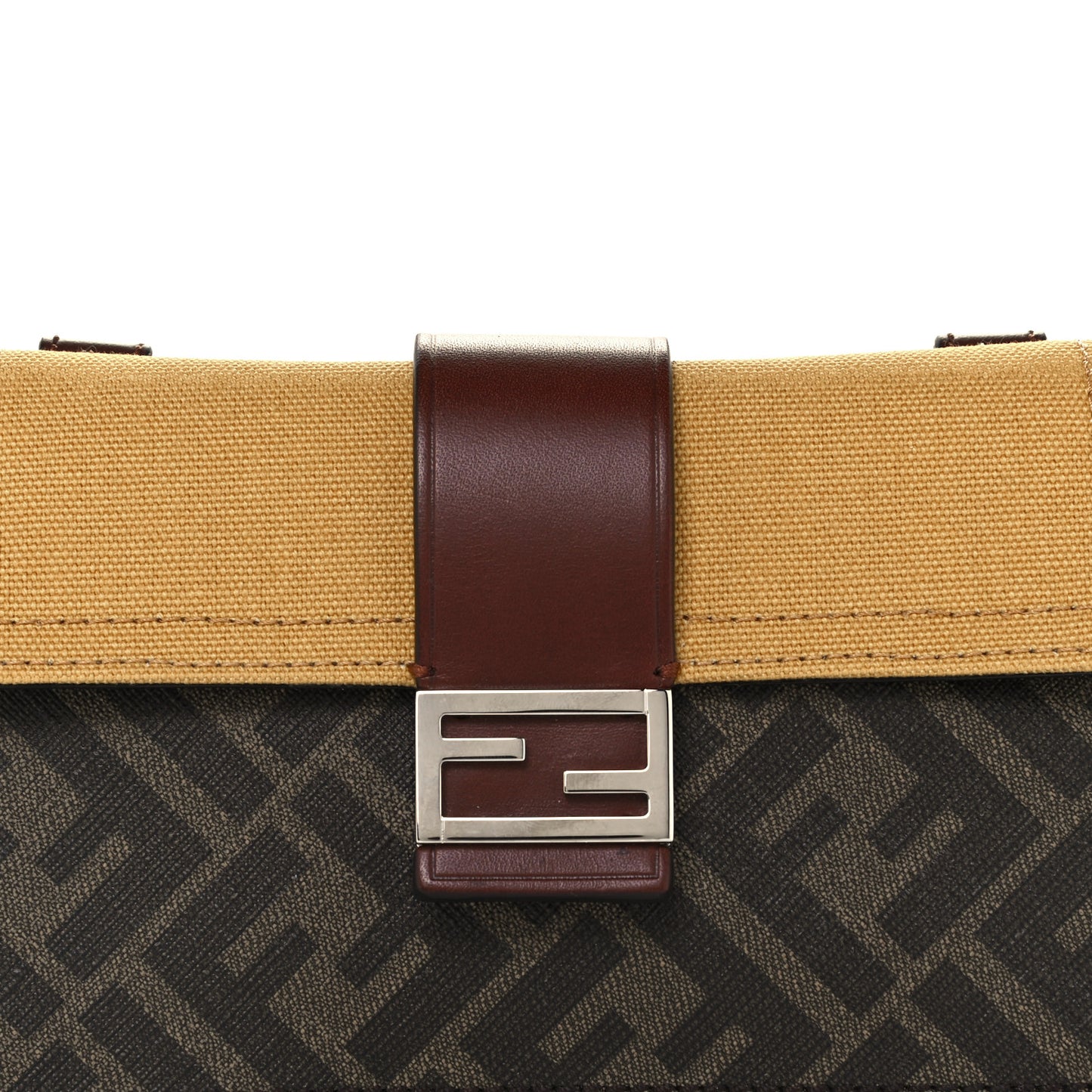 Glazed Fabric Cotton Vitello King Aura FF 1974 Baguette Belt Pouch Tobacco Moro Mimosa Gianda