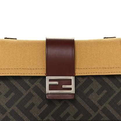 Fendi Glazed Fabric Cotton Vitello King Aura FF 1974 Baguette Belt Pouch Tobacco Moro Mimosa Gianda 9 of 12