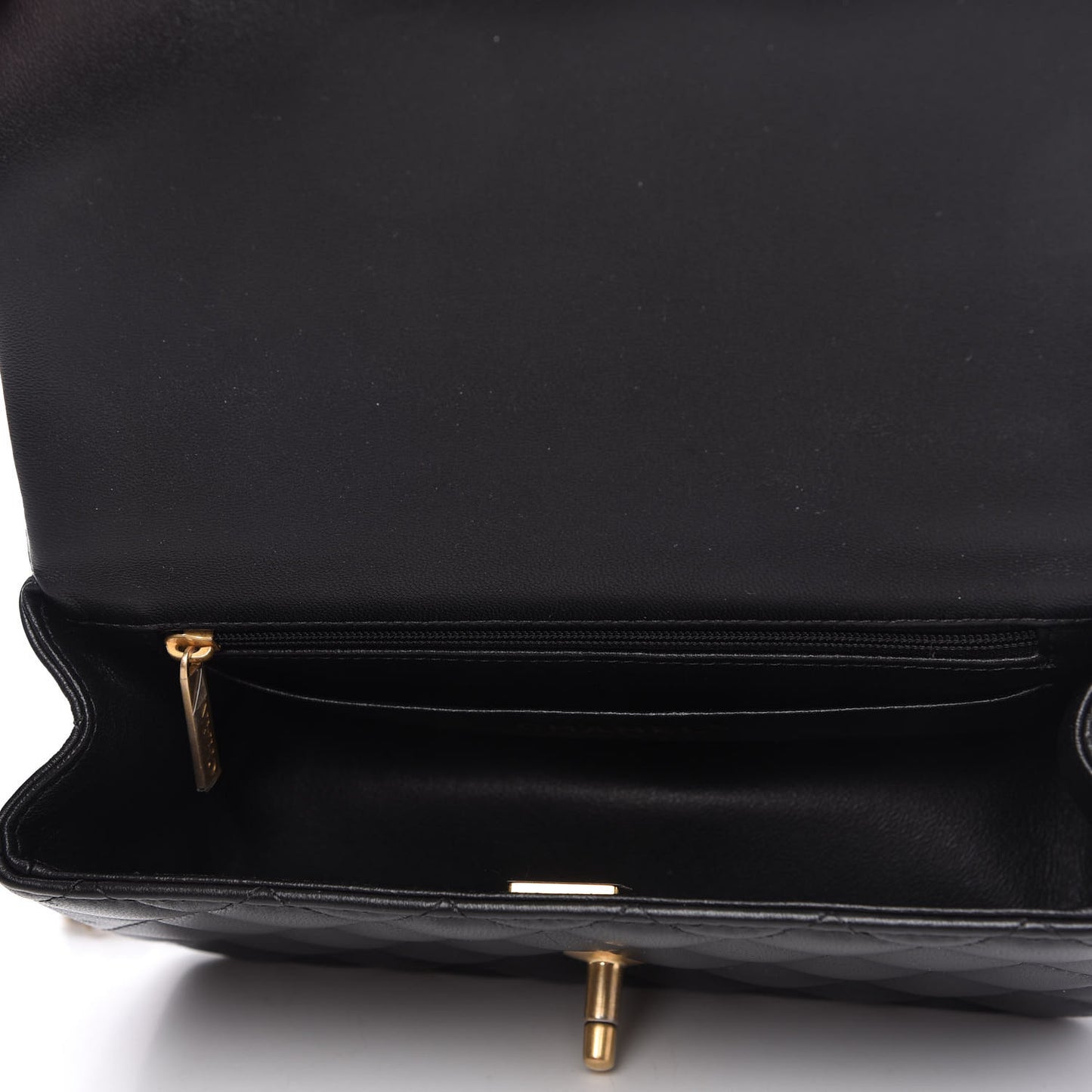 Lambskin Quilted Mini Top Handle Rectangular Flap Black