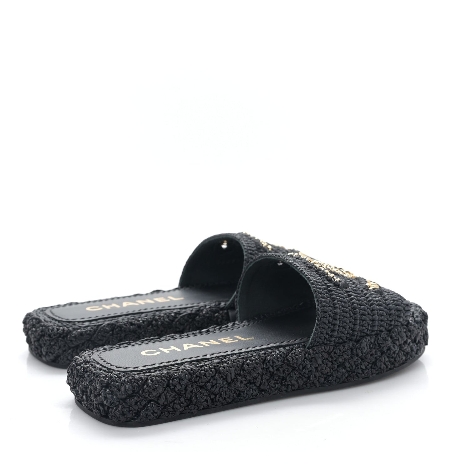 Braided Cord CC Espadrille Slip On Sandals 35 Navy Blue