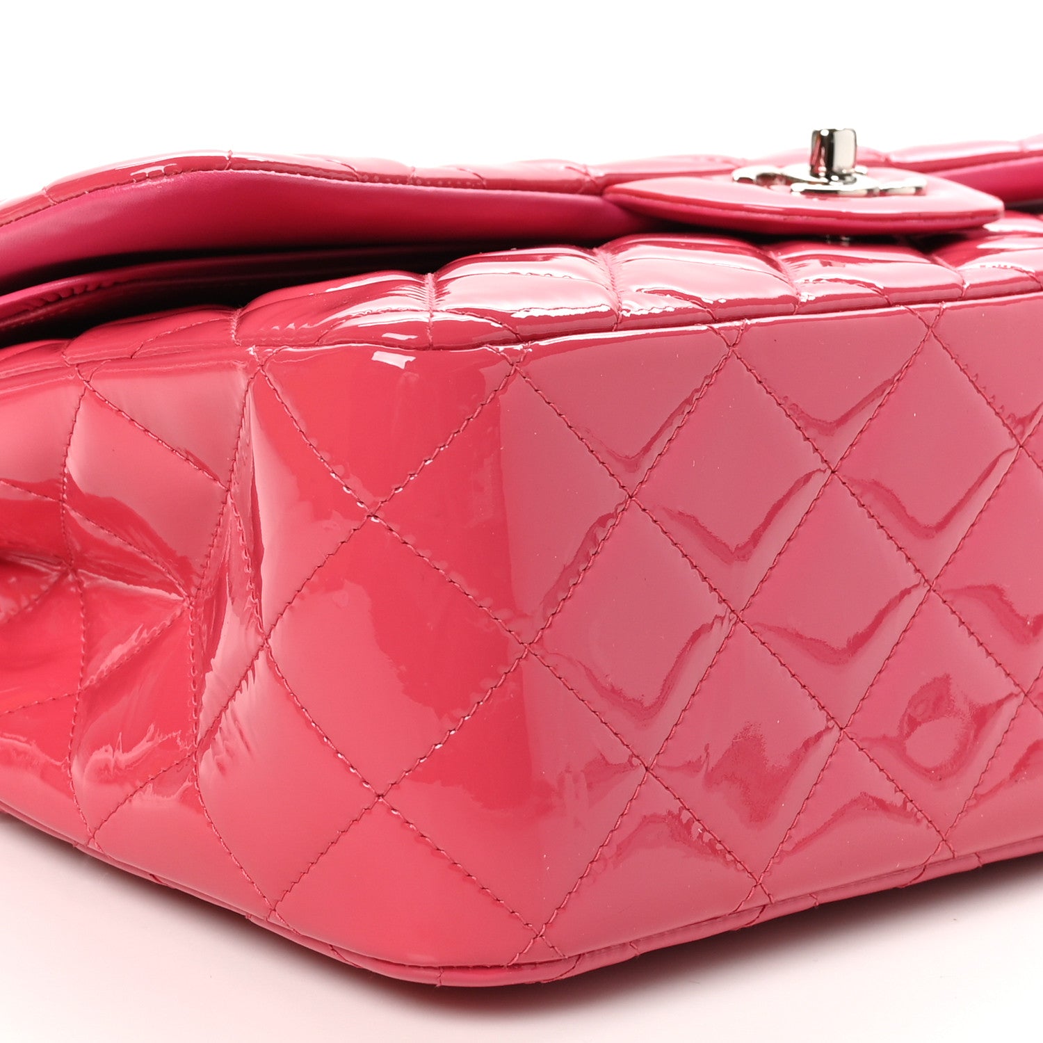 Chanel Patent Quilted Jumbo Double Flap Pink 16 of 19