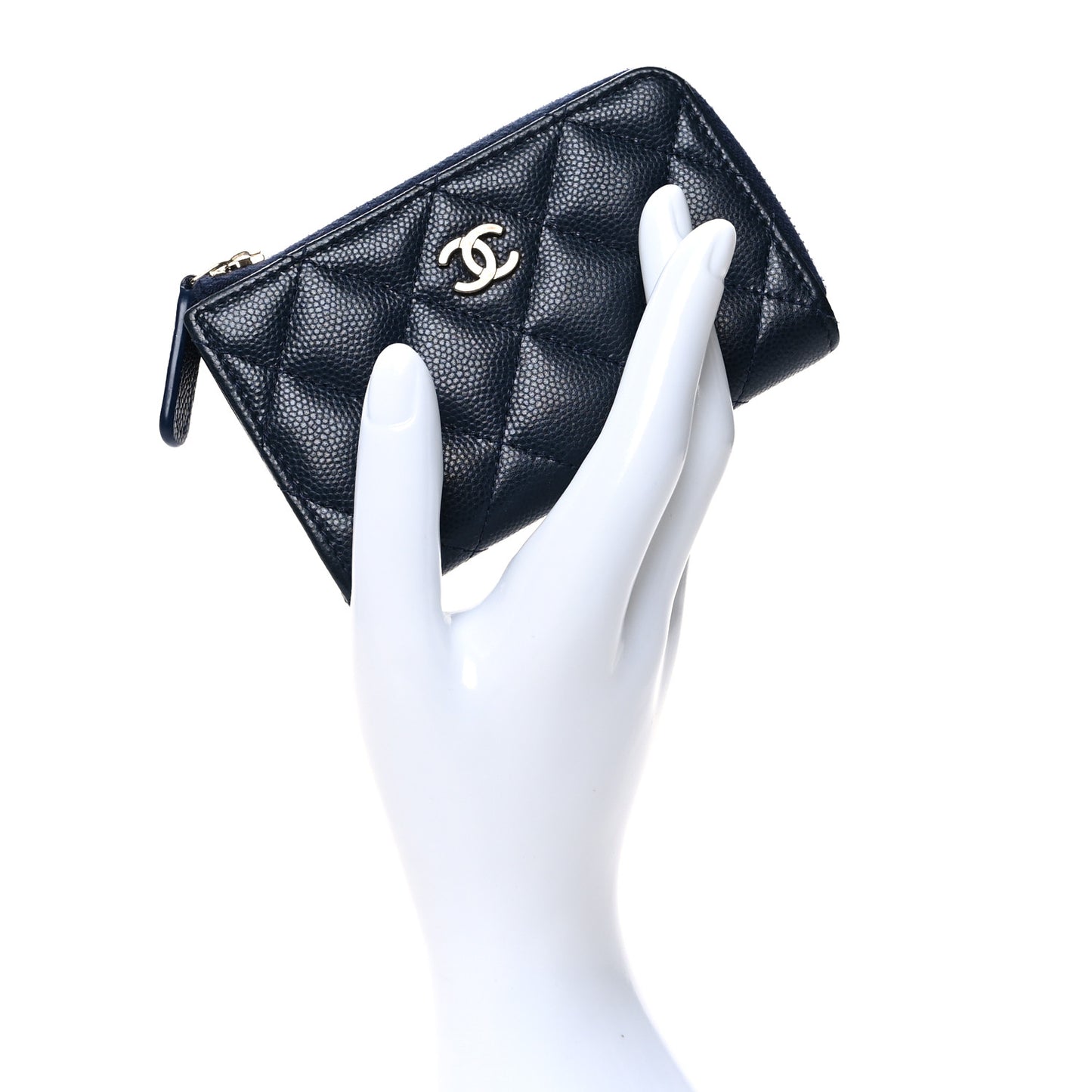 Caviar Quilted Key Holder Case Navy
