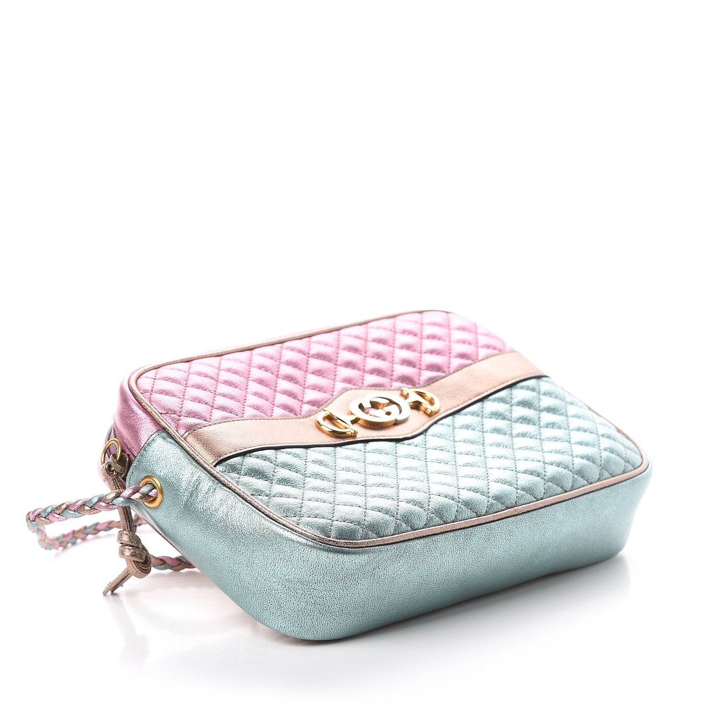 Laminated Nappa Trapuntata Small Zumi Shoulder Bag Rosa Lago Rame