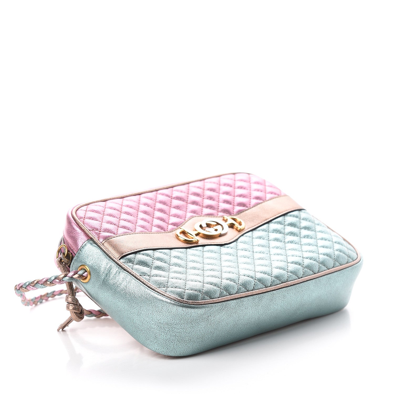 Gucci Laminated Nappa Trapuntata Small Zumi Shoulder Bag Rosa Lago Rame 3 of 8