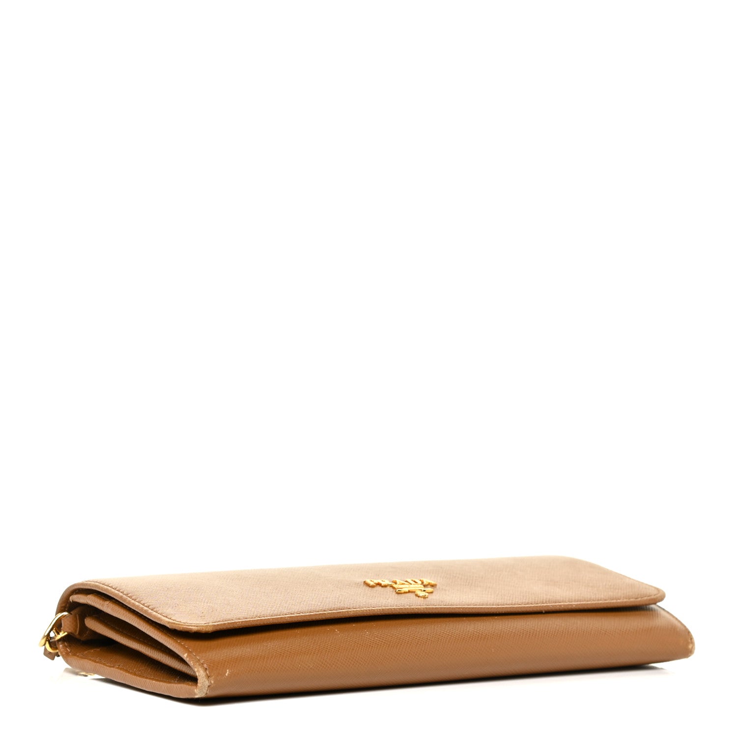 Prada Saffiano Metal Oro Chain Wallet Caramel 3 of 21