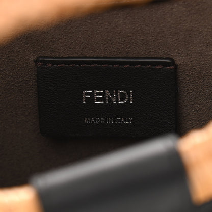 Fendi Vitello Century Wicker Bi-Color FF 1974 Embossed Small Runaway Shopper Tote Maya Black 6 of 10