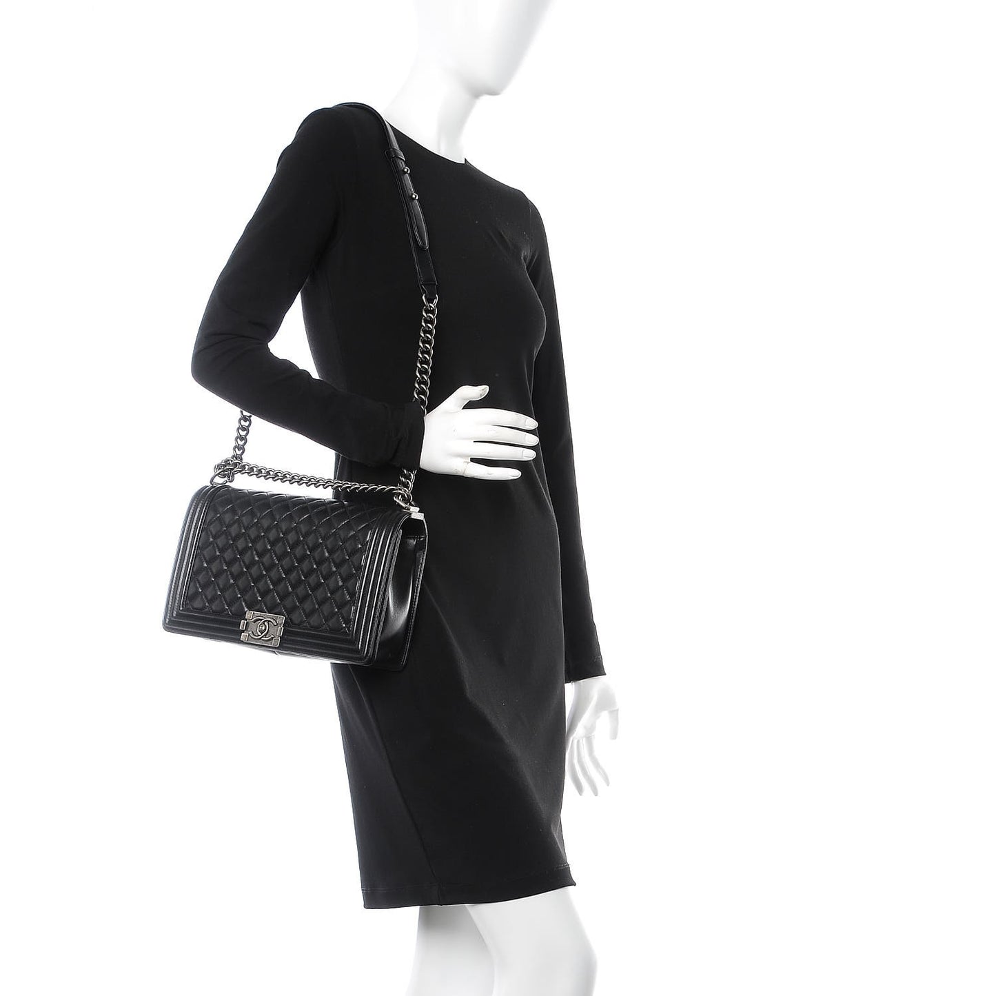 Lambskin Quilted New Medium Boy Flap Black