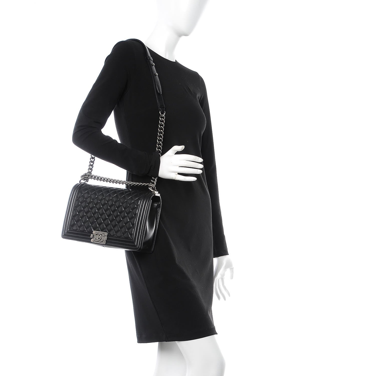 Chanel Lambskin Quilted New Medium Boy Flap Black 2 of 8