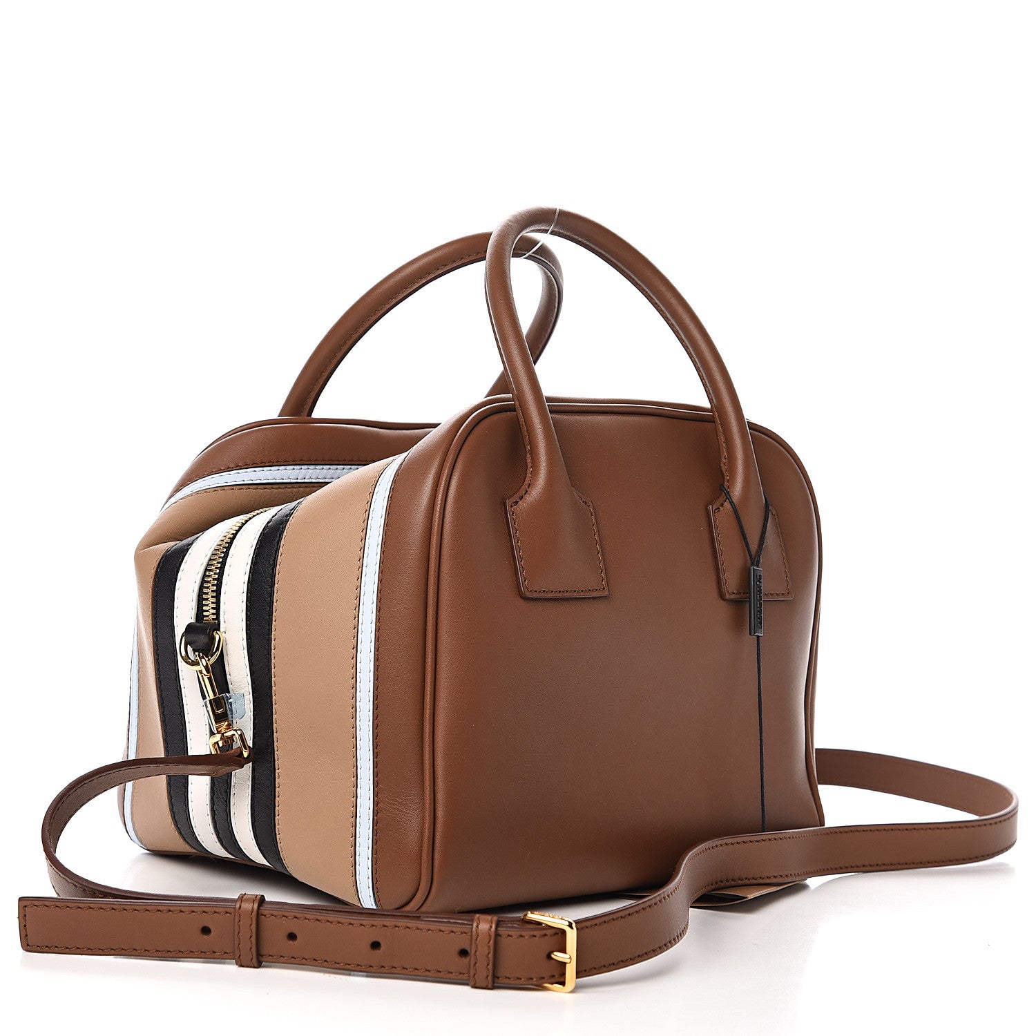 Burberry Smooth Calfskin Stripe Intarsia Bag Malt Brown 2 of 8