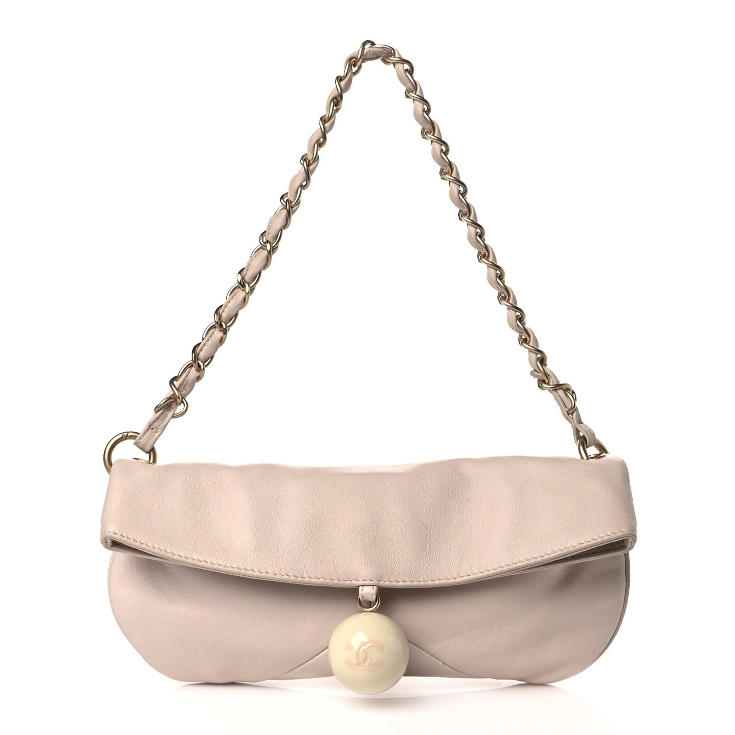 Lambskin Small Coco Ball Fold Over Bag Light Pink