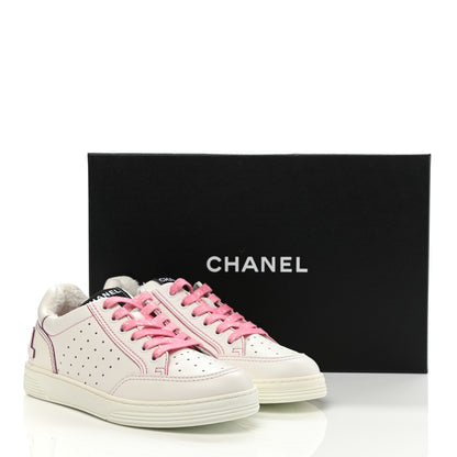 Chanel Calfskin Womens Logo Sneakers 37.5 White Pink 9 of 9