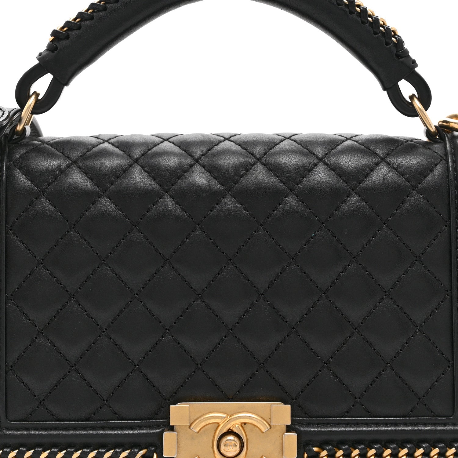 Chanel Lambskin Quilted Medium Top Handle Boy Flap Black 8 of 10