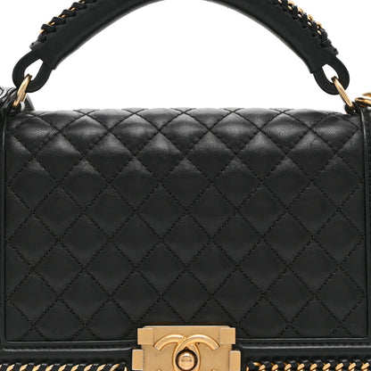 Chanel Lambskin Quilted Medium Top Handle Boy Flap Black 8 of 10