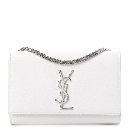 Saint Laurent Grain De Poudre Small Monogram Kate Satchel Optical White 1 of 11