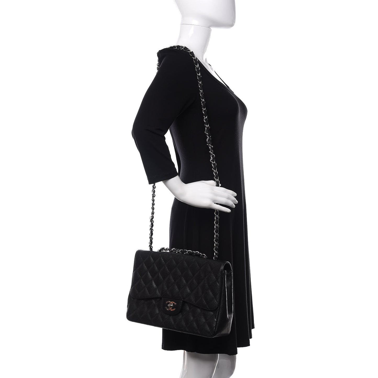 Caviar Quilted Jumbo Single Flap Black