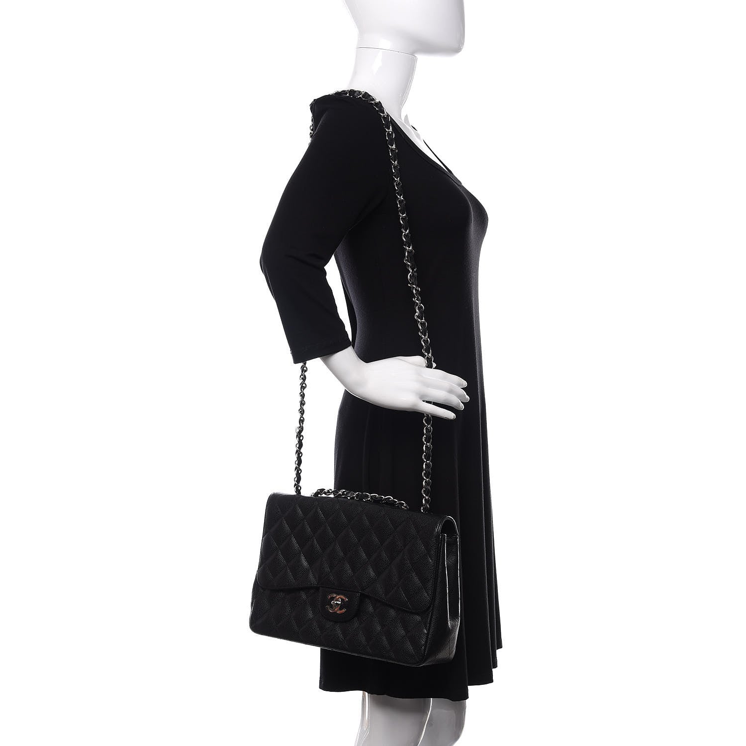 Chanel Caviar Quilted Jumbo Single Flap Black 2 of 11