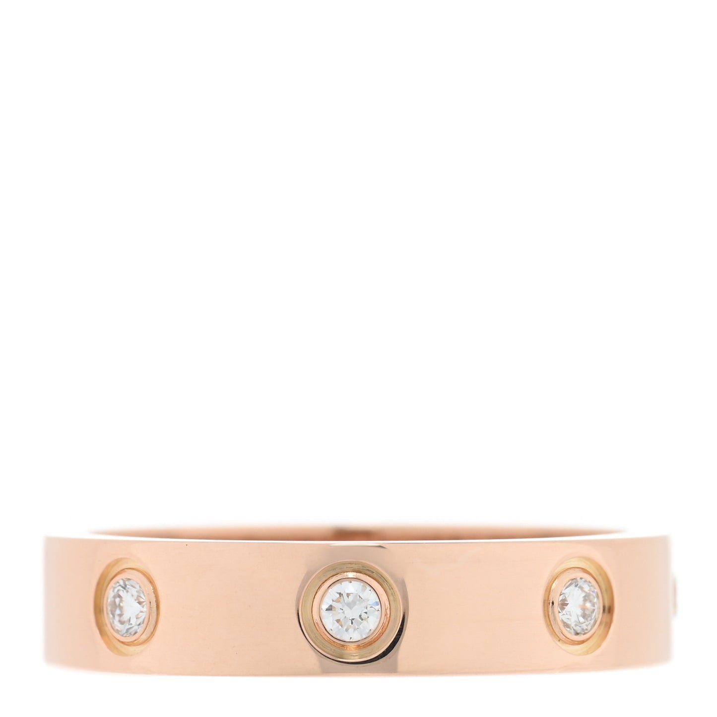 18K Pink Gold 8 Diamond 4mm LOVE Wedding Band Ring 51 5.75