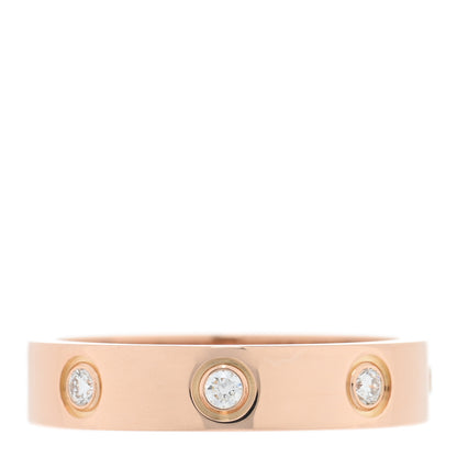 Cartier 18K Pink Gold 8 Diamond 4mm LOVE Wedding Band Ring 51 5.75 3 of 5