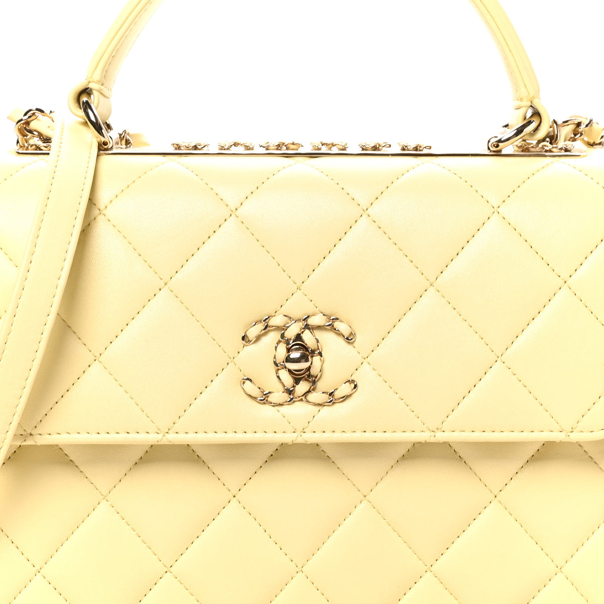 Lambskin Quilted Small Trendy Chain CC Dual Handle Flap Bag Yellow