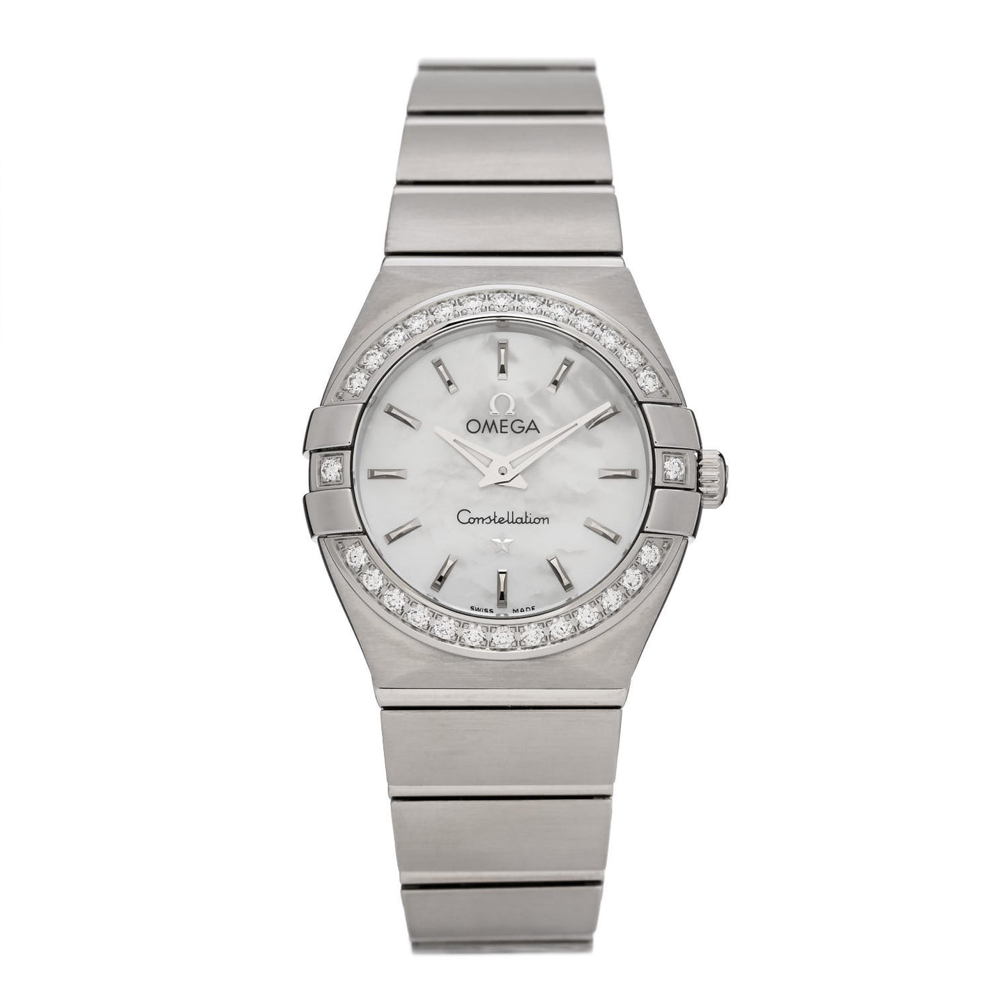 Stainless Steel Diamond Bezel Mother of Pearl 24mm Constellation Quartz Watch 123.15.24.60.05.001