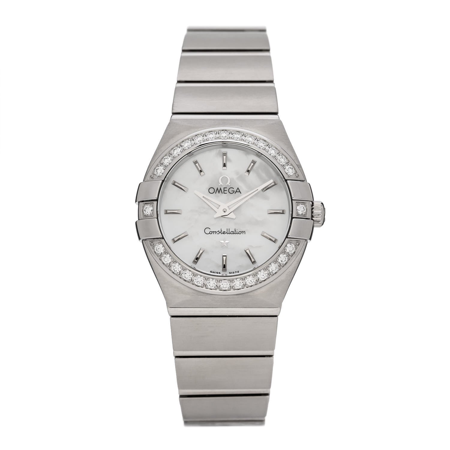 Omega Stainless Steel Diamond Bezel Mother of Pearl 24mm Constellation Quartz Watch 123.15.24.60.05.001 1 of 4