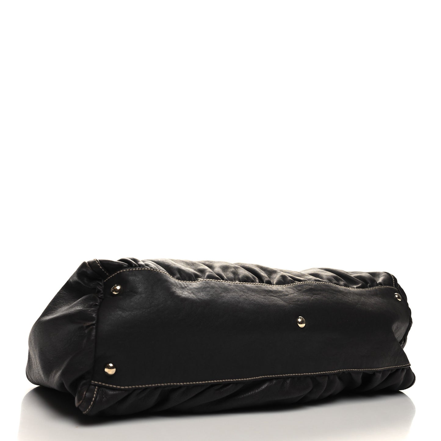 Calfskin Large D Gold Ring Shoulder Bag Chocolate