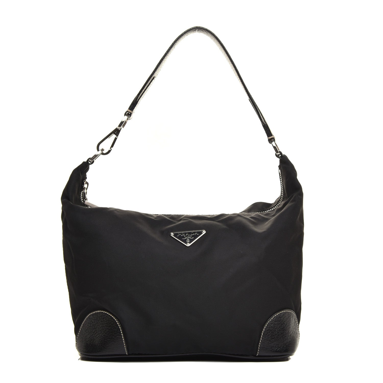Prada Tessuto Nylon Vitello Daino Hobo Black 1 of 8