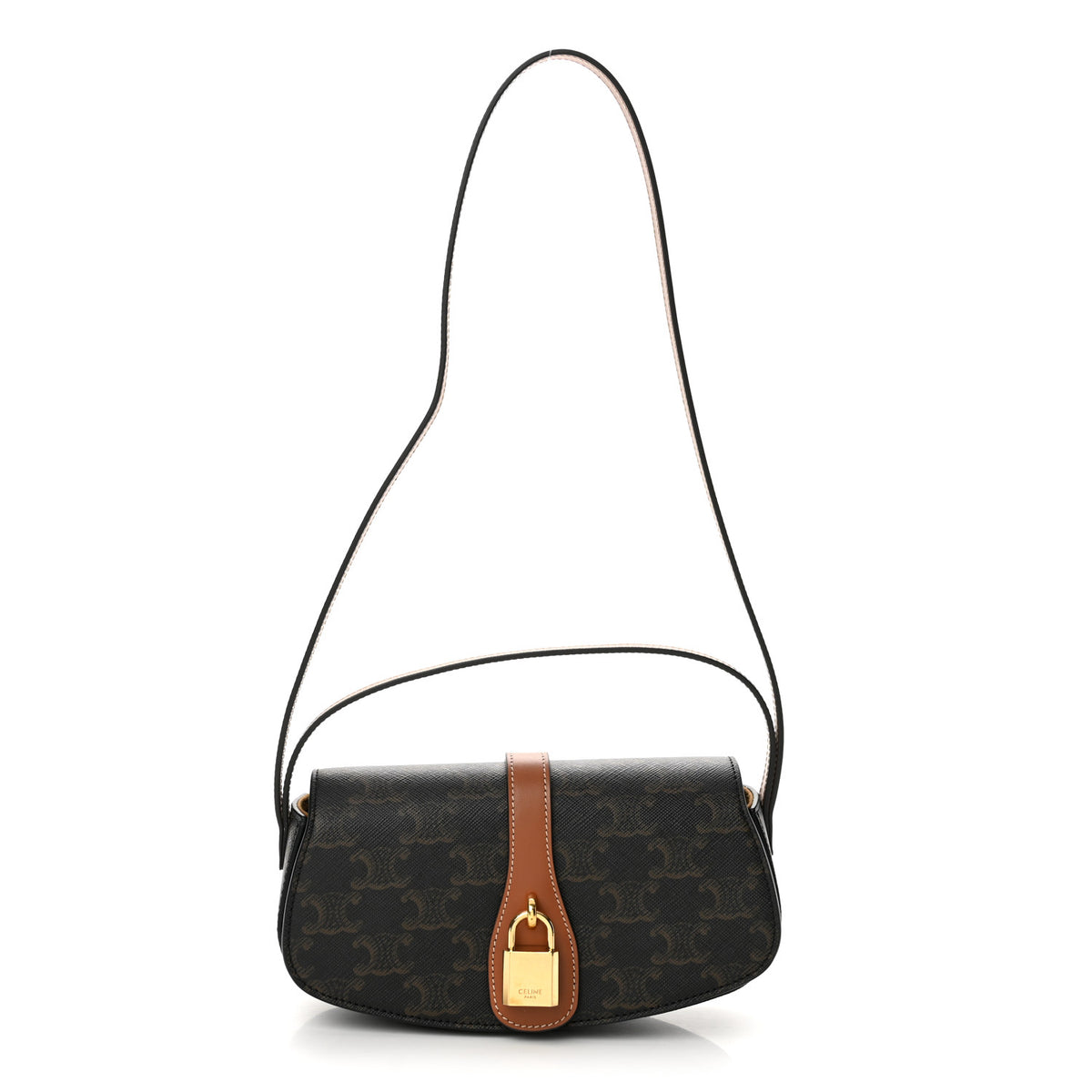 Triomphe Canvas Calfskin Tabou Clutch on Strap Tan