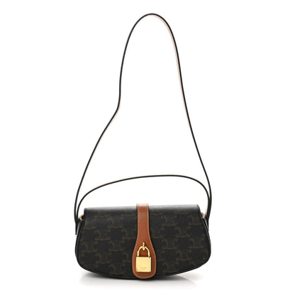 Celine Triomphe Canvas Calfskin Tabou Clutch on Strap Tan 1 of 13