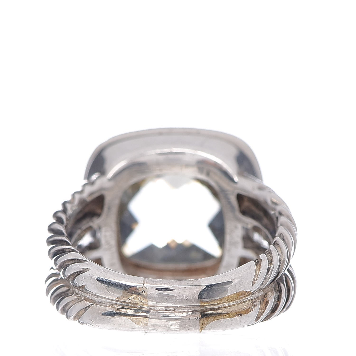 David Yurman Sterling Silver Diamond Prasiolite 11mm Albion Ring 54 7 4 of 6