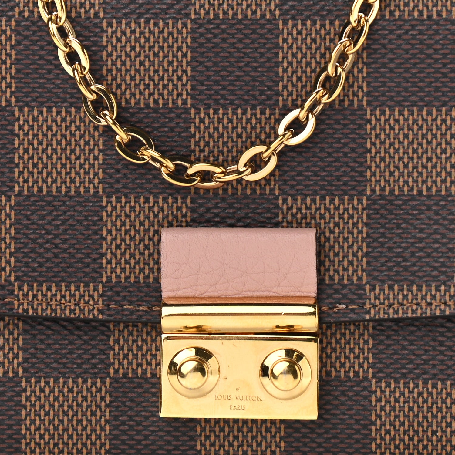 Louis Vuitton Damier Ebene Croisette Chain Wallet Rose Ballerine 8 of 11