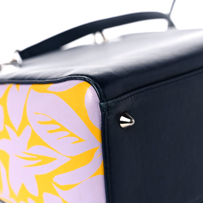 Christian Dior Calfskin Flower Printed Medium Lady Dior Navy Multicolor 10 of 16