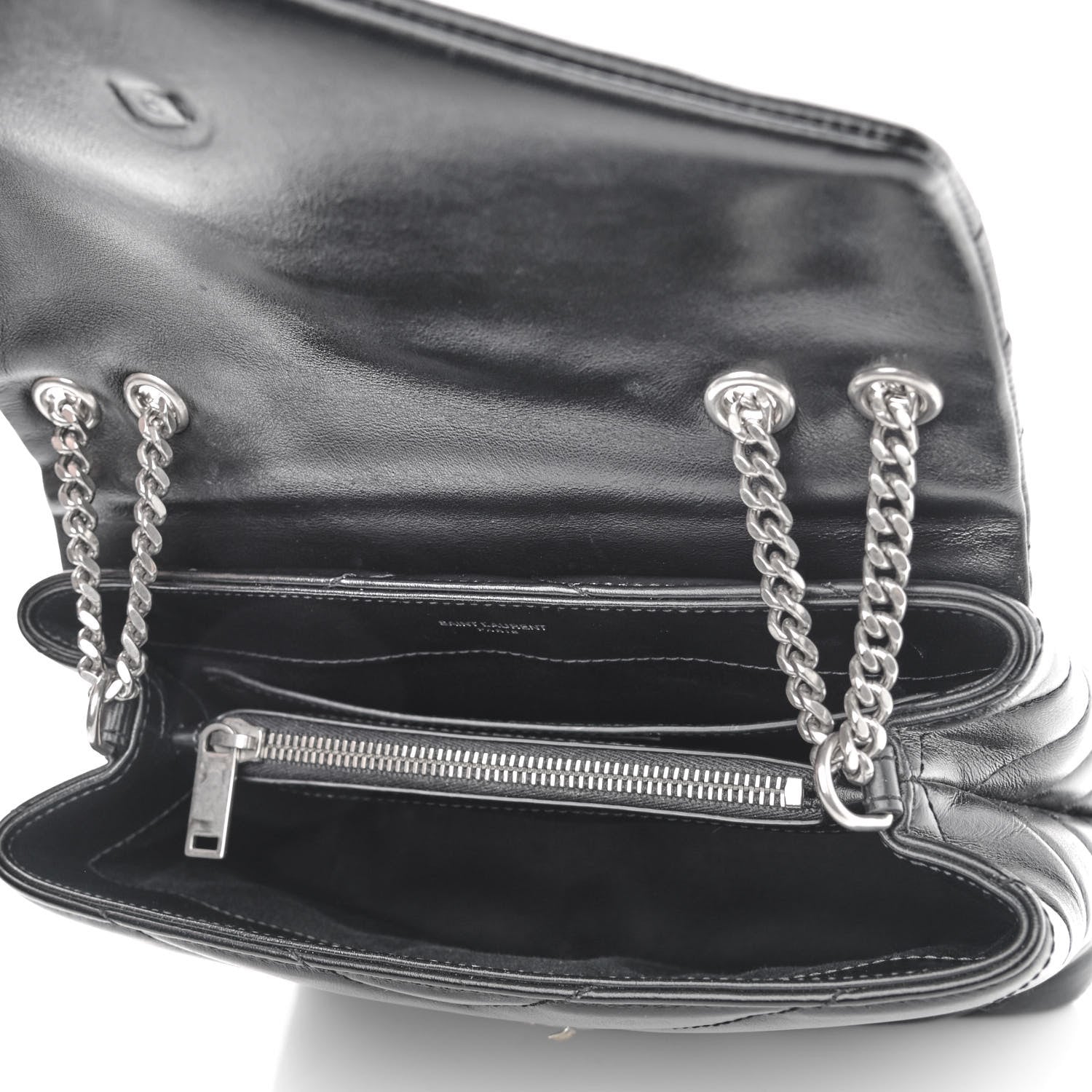 Saint Laurent Calfskin Y Quilted Monogram Small Loulou Chain Satchel Black 5 of 13