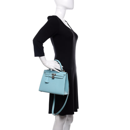 Hermes Epsom Kelly Sellier 25 Bleu Atoll 3 of 12