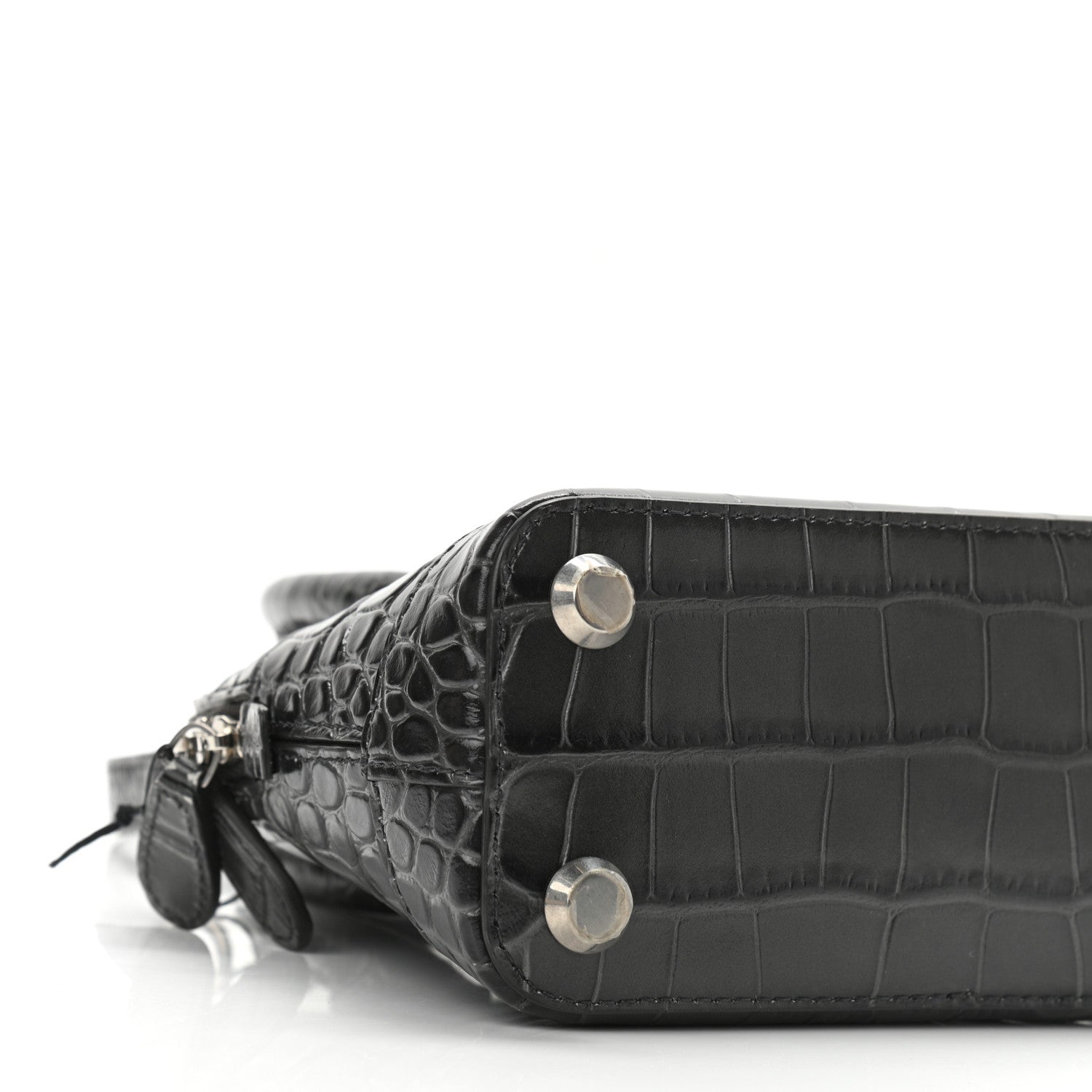 Balenciaga Shiny Calfskin Logo Crocodile Embossed XXS Ville Top Handle Bag Gray 8 of 13