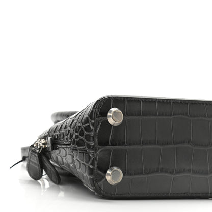 Balenciaga Shiny Calfskin Logo Crocodile Embossed XXS Ville Top Handle Bag Gray 8 of 13