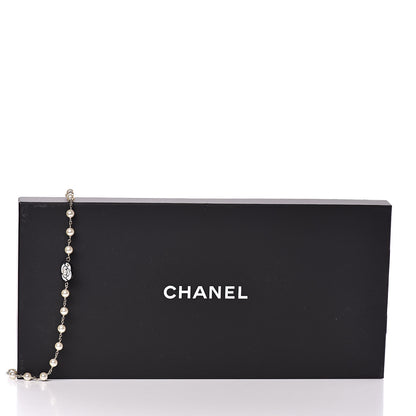 Chanel Resin Pearl Camellia CC Long Necklace Gold Pearly White 5 of 5