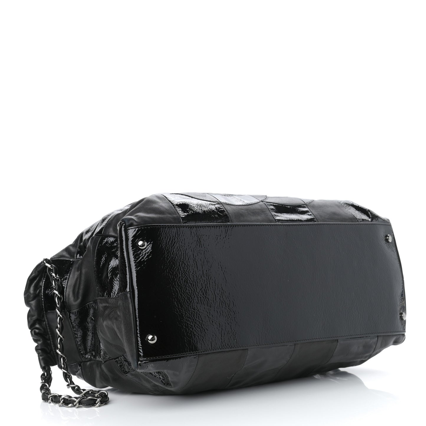 Lambskin Patent Calfskin Brooklyn Patchwork Hobo Black