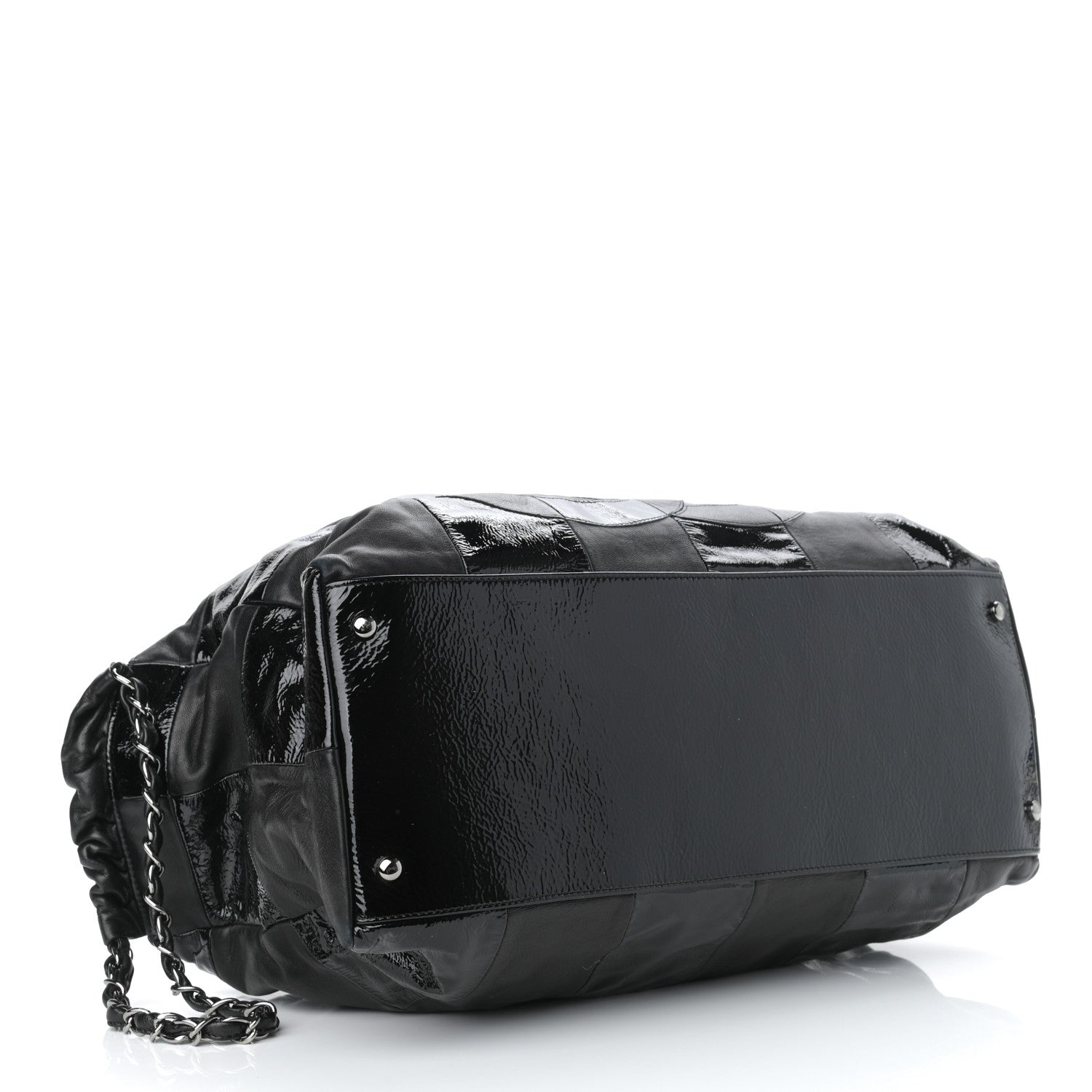 Chanel Lambskin Patent Calfskin Brooklyn Patchwork Hobo Black 3 of 8