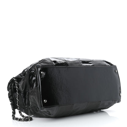 Chanel Lambskin Patent Calfskin Brooklyn Patchwork Hobo Black 3 of 8