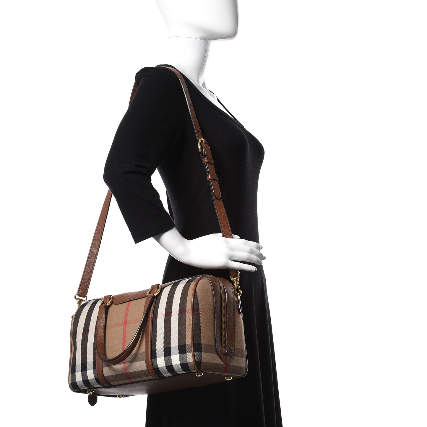 House Check Derby Calfskin Medium Alchester Bowling Bag Tan