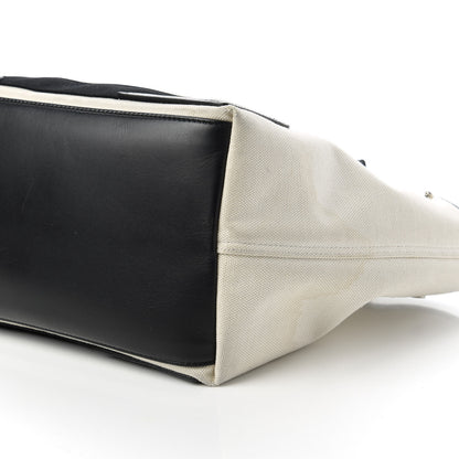 Balenciaga Cotton Canvas Satin Calfskin S Navy Cabas Natural Black 7 of 11