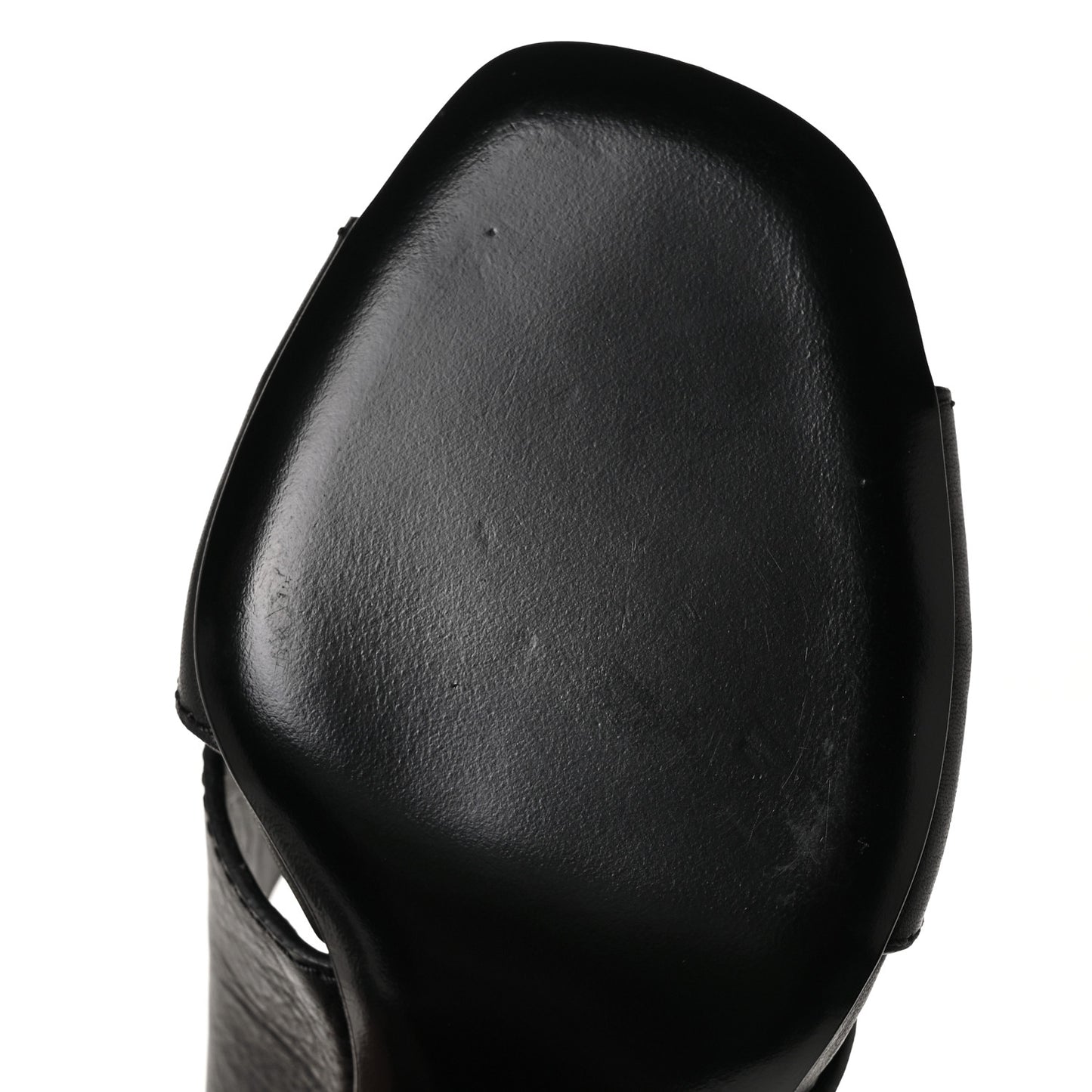 Grainy Cowhide VLogo Mid Heel Slide Sandals 37 Black