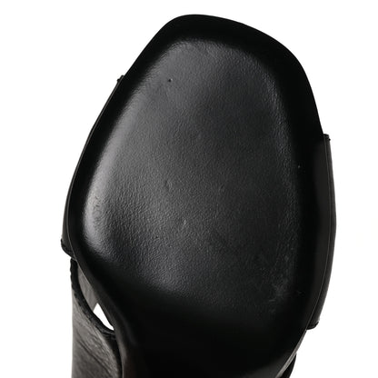 Valentino Garavani Grainy Cowhide VLogo Mid Heel Slide Sandals 37 Black 11 of 13