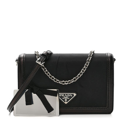 Prada Nylon Metallic Calfskin Mini Crossbody Bag Black 2 of 14