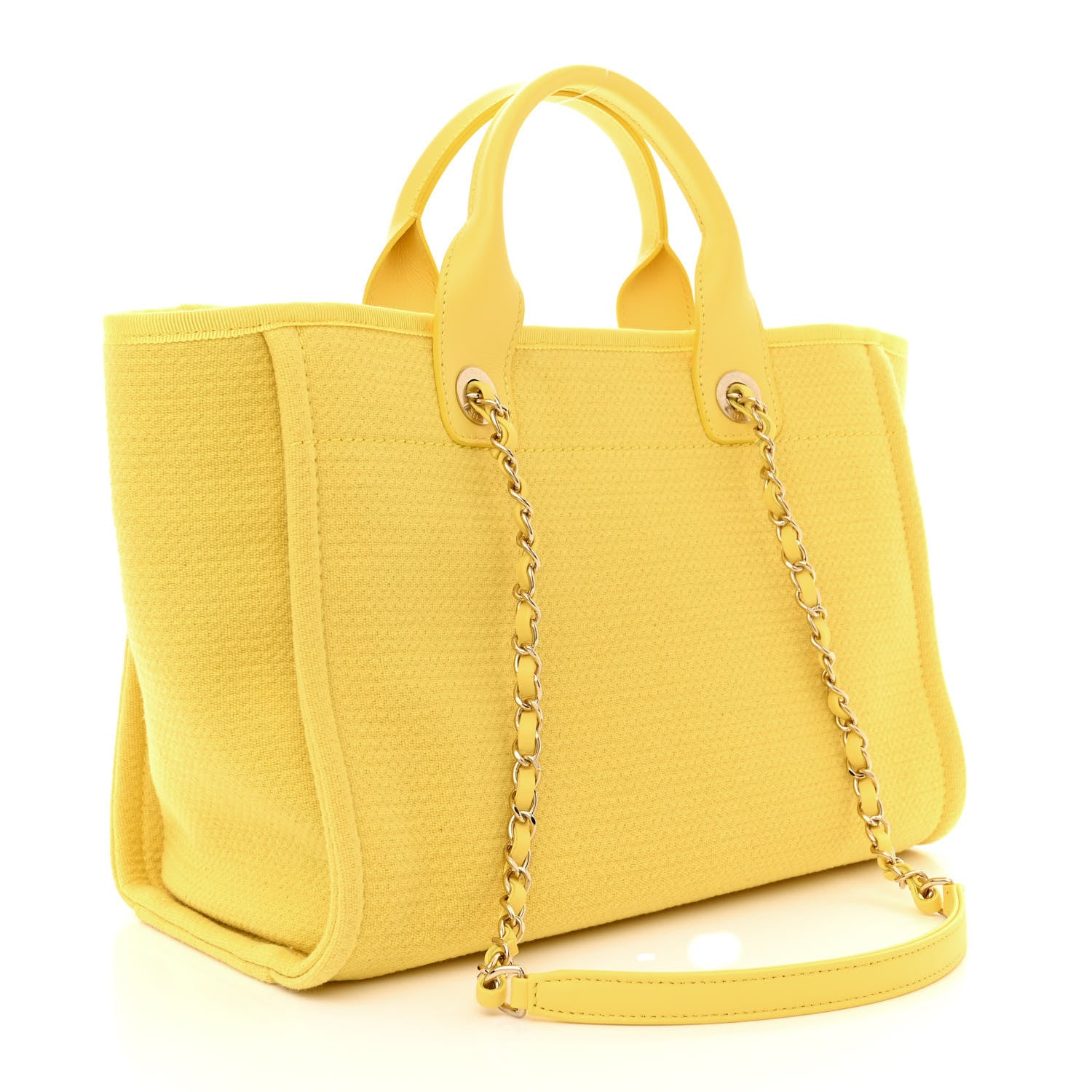 Chanel Mixed Fibers Small Deauville Tote Yellow 3 of 11