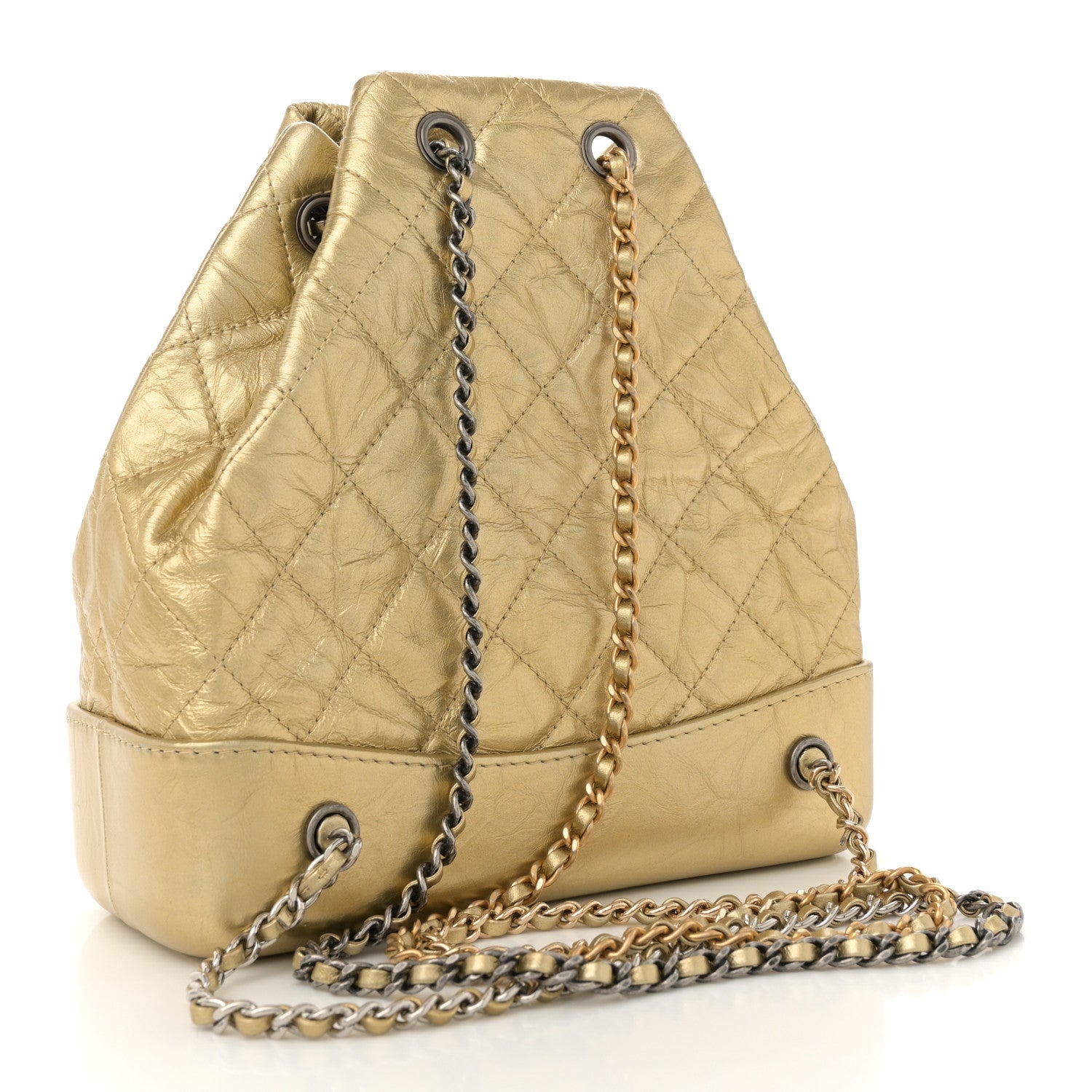 Chanel Metallic Lambskin Small Quilted Gabrielle Backpack Gold 3 of 10