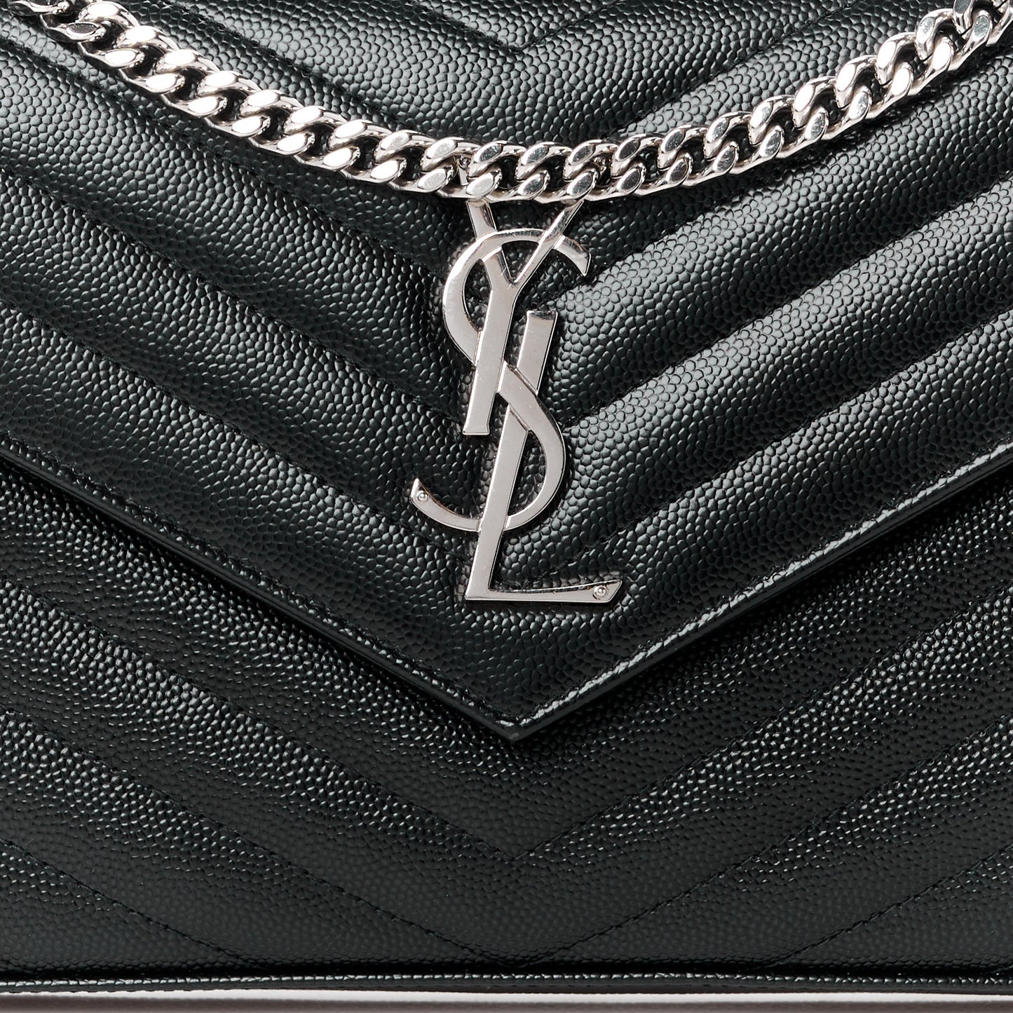Grain De Poudre Matelasse Chevron Monogram Chain Wallet Black